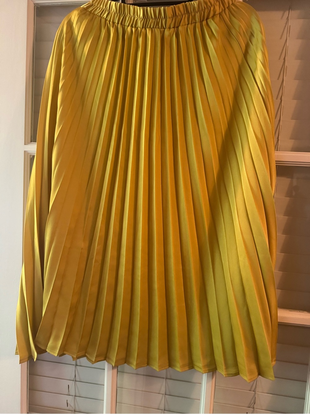 Yellow Pleated Midi Skirt - Brand: